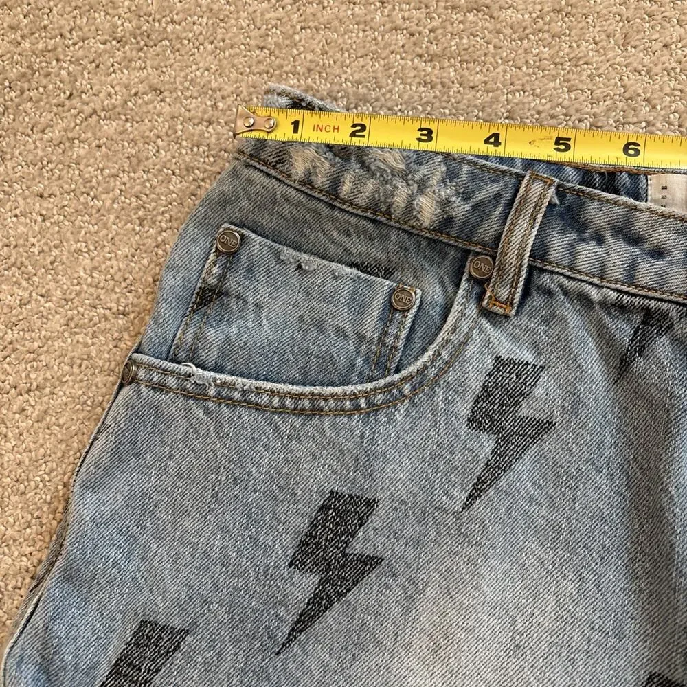 One Teaspoon High Waist Bonita Lightning Bolt High Rise Mom Denim Short Sz 29 - Picture 4 of 9